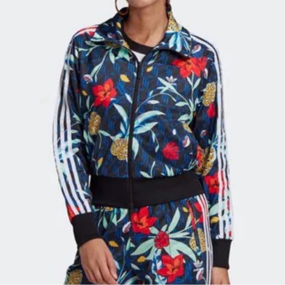 adidas Floral Navy Blue Red Track Jacket and Pants Set - Picture 13 of 13